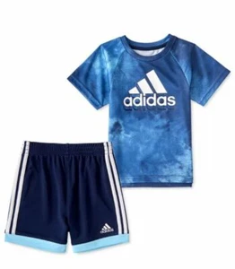 Conjunto de 2 camisetas y pantalones cortos Adidas bebé niño azul cielo hazy - Imagen 1 de 2