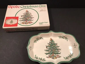 Spode China Christmas Tree Candy Ogee Dish. Green Trim. NEW IN BOX! - Picture 1 of 8