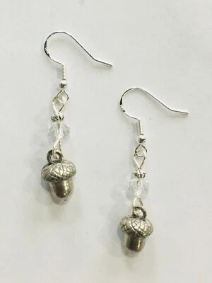 Acorn Oak Tree Nature Earrings, FREE SHIPPING, sterling earwires - Image 1 of 3