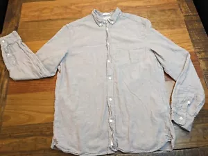 H&M L.O.G.G. Mens Gray Dotted Button Down Shirt Casual Some Wear - Picture 1 of 9