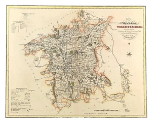 Worcestershire map towns, gentleman houses election poll reform bill 1833 - Picture 1 of 5