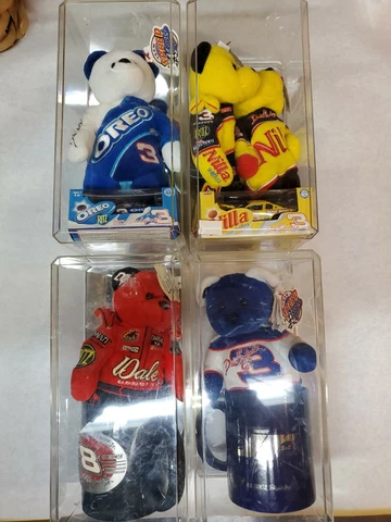 Dale Earnhardt Jr Stuffed Bears ,coffee Mugs, And 2 Cars All In Protective Cases Cover