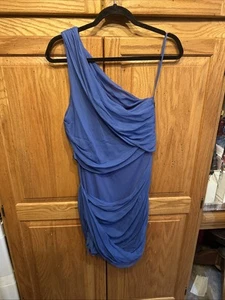 Alice + Olivia Silk Dress Size Large L Women's Blue One Shoulder - Picture 1 of 5