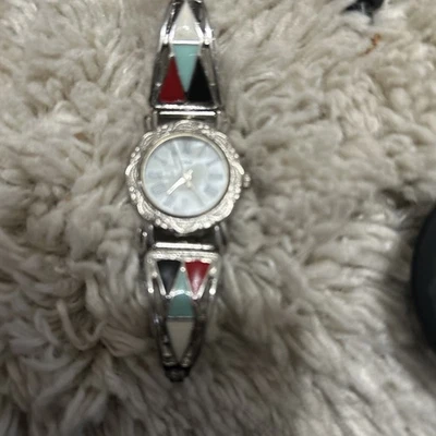 Reloj Boho Collezio Estilo Suroeste Esmalte Incrustación Plata Banda Flexible Foto 1 de 4