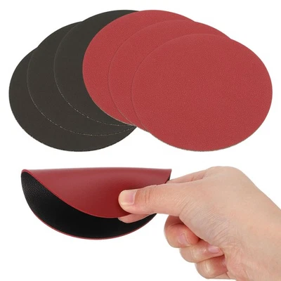 6Pcs 4"×4" Round Drink Coasters, PVC Dual Sided Dual Color, Black + Red Foto 1 de 4