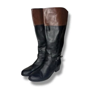 Unisa Women's Size 9 Torrina Tall Riding Boots Black Brown Buckle Zipper Heeled - Picture 1 of 9