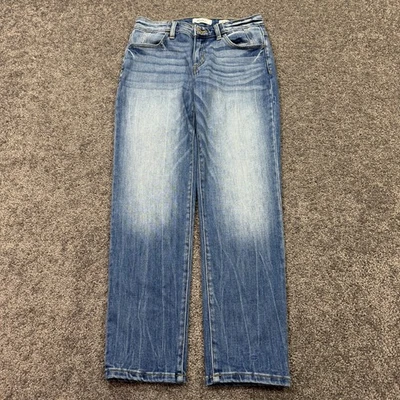 Pantalones de mezclilla KanCan para mujer 25 azules tiro medio calce relajado lavado medio elásticos ciudad Foto 1 de 4