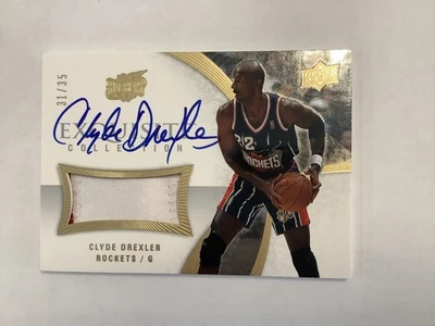 CLYDE DREXLER 2007-08 Upper Deck Exquisite Collection Patches Auto 31/35 #EA-CD - Image 1 of 4