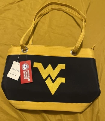 WV West Virginia Mountaineers Football Team Purse Handbag Bag Navy Blue Gold New - Image 1 of 4