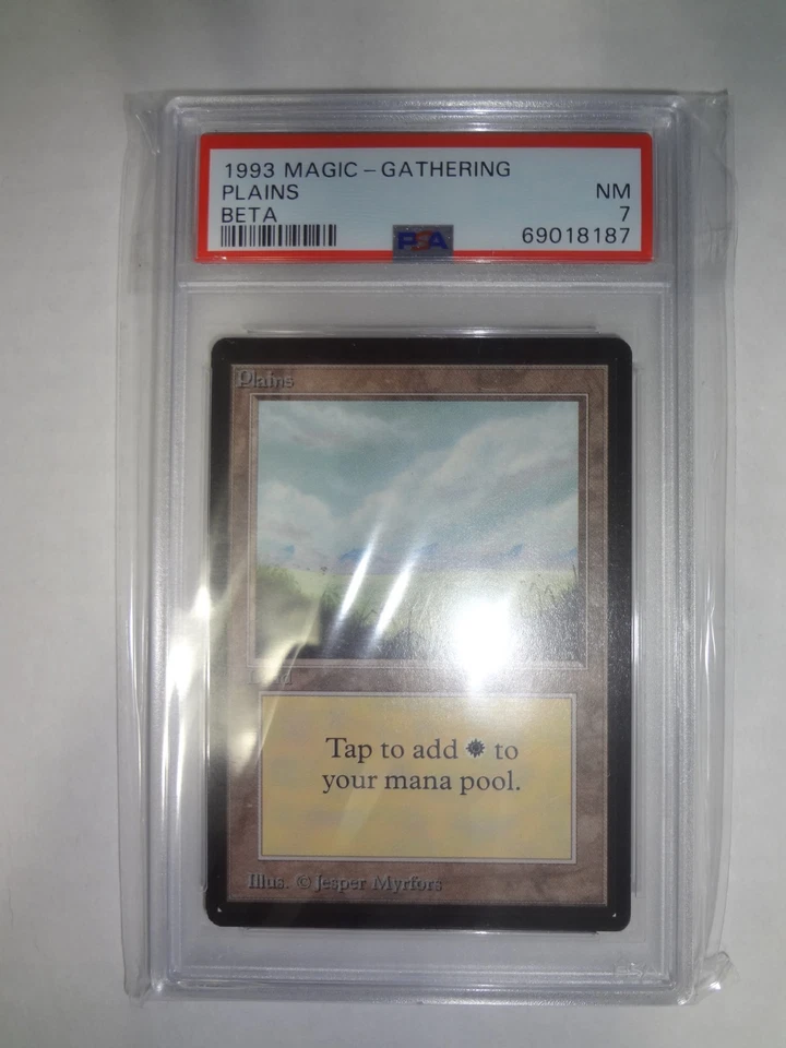 MTG MAGIC THE GATHERING CARD 1993 BETA PLAINS LAND PSA GRADED 7 NM ENGLISH LAND - Image 1 of 2