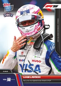 Topps Now Formula 1 2025 - Tarjeta 065 Liam Lawson VISA Cash App RB Formula 1 Team - Imagen 1 de 2