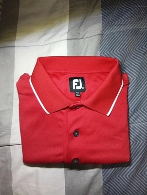Camisa Footjoy FJ roja lisa rendimiento golf cuello redondo para hombre talla XL Foto 1 de 4
