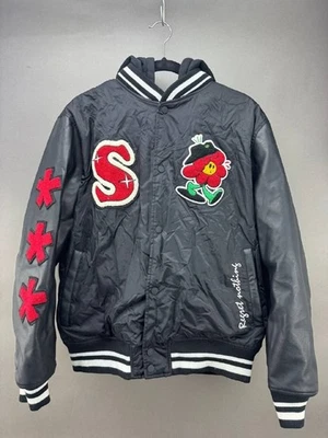 Zara Mens Black Full Zip Snap Button New Face Same Spirit Bomber Jacket Size L - Image 1 of 4