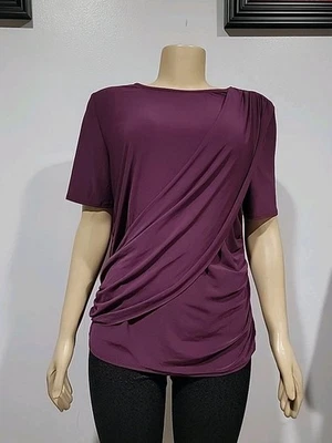 Express | Plum XL Draped Front Women's Top Blouse #C - Image 1 of 4