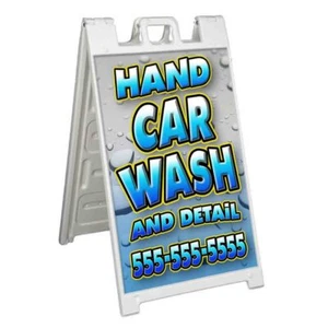 ANPASSBARE AUTOWÄSCHE & DETAIL Signikade 24x36 Aframe Gehweg Schild Banner Aufkleber - Bild 1 von 9