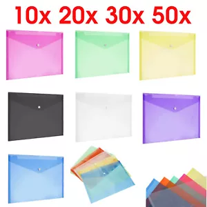 A4 Plastic Wallets Folders Document Stud Filing Paper Storage School Office PACK - Picture 1 of 21
