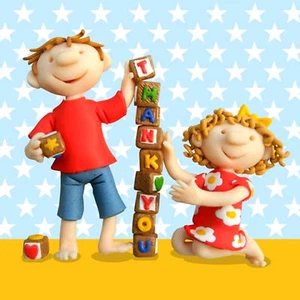 DANKE! Grußkarte ~ lustig schrullig ~ Kind Erwachsene ~ schneller kostenloser Versand - Bild 1 von 2