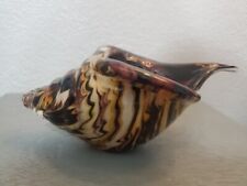 Murano Style Art Glass Conch Shell Cased Glass Unmarked - 8 1/2" long Tigers Eye