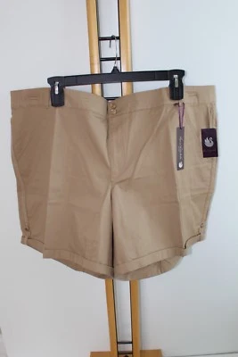 Shorts Gloria Vanderbilt Maren tamanho 24W bronzeado $44.00 novo com etiquetas curto - Imagem 1 de 4