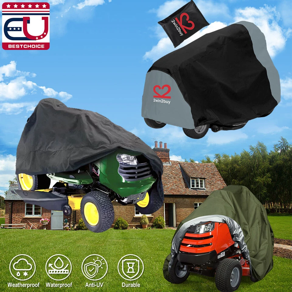 Heavy Duty Waterproof Riding Mower Lawn Tractor Cover UV Rain Protector Garden