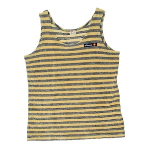 Ellesse Womens Yellow Grey Striped Vest Tank Top | Vintage 90s Sportswear VTG - Picture 1 of 3
