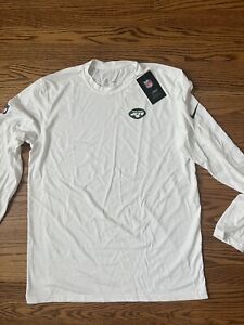 New York Jets Nike On Field Apparel Shirt White Long Sleeve NFL Dri-Fit Mens L