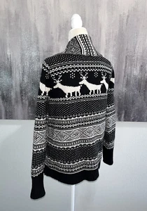 Cambridge Dry Goods Wool Open Front Deer Novelty Knit Sweater Cardigan Jacket L - Picture 1 of 11
