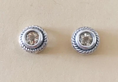 0.66ctw GENUINE CITRINE STONE STUD STERLING SILVER EARRINGS NEW! - Image 1 of 3