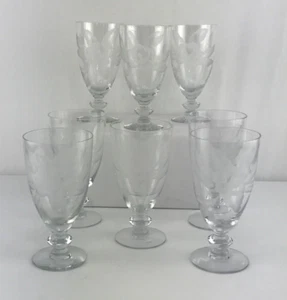 Vasos de vidrio elegantes florales grabadas en ácido 6,75" - lote de 8 copas - Imagen 1 de 15