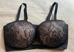 .Comfort Bliss Strapless/Convertible Black Lace Bra Cacique 44H - Picture 1 of 7