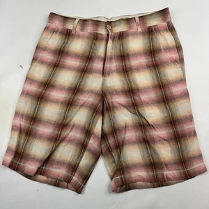Tommy Bahama Relax Mens 33x10 Multicolor Plaid 100% Linen Drawstring Shorts - Picture 1 of 7