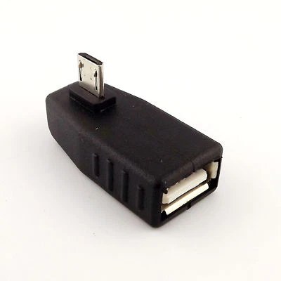 Right Angle 90° Micro USB 5 Pin B Male To USB 2.0 A Female Jack OTG Host Adapter - Image 1 of 4