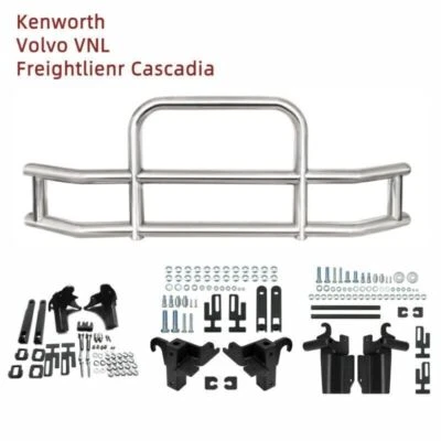 Front Deer Guard Bumper Hood for Volvo VNL/Cascadia/Kenworth+Brackets Chrome US Foto 1 de 4