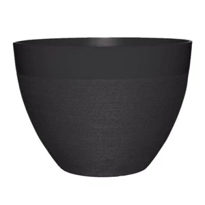 22 In. Planter Pot Garden Flower Round Resin Durable Extra Large Decatur Black - Picture 1 of 4