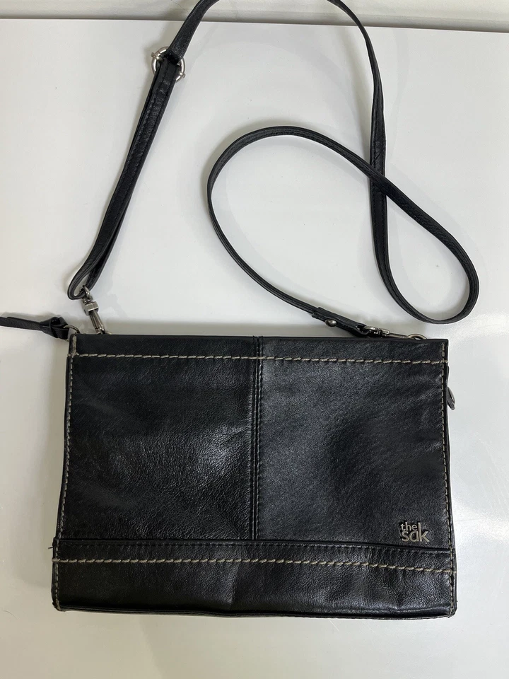 SAK Iris кожи трехсторонний износ через плечо застежки сумочки черная сумка маленький богемное - Изображение 1 из 4