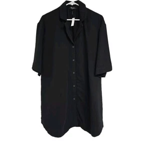 Mini camisero MADEWELL de algodón arrugado con botones delanteros negro talla grande XXS - Imagen 1 de 9