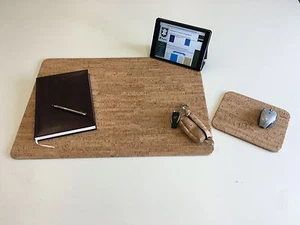 Cojín de escritorio 40 x 60 Mouspad 25x20 cuero corcho auténtico cuero sostenible - Imagen 1 de 5