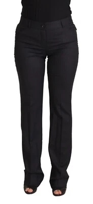 DOLCE & GABBANA Pants Wool Black Stripes Mid Waist Trouser IT42/US8/M 500usd - Image 1 of 4