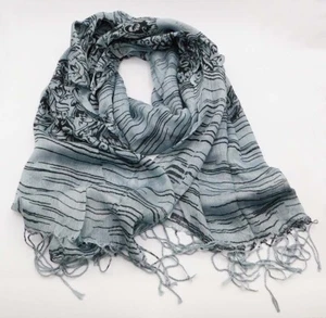NEW "ACE" FASHION FLORAL PRINT NATURAL SOFT SHAWL SCARF- GREY/BLACK - Picture 1 of 6