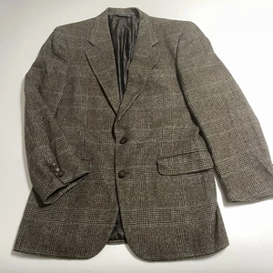 VTG Burberry's Mens Camel Hair Plaid Brown Check Blazer Sports Coat 38 R - Picture 1 of 15