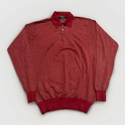Neiman Marcus Mens XL Sweater Wool Silk Cashmere Polo Knit Pullover Classic - Image 1 of 4