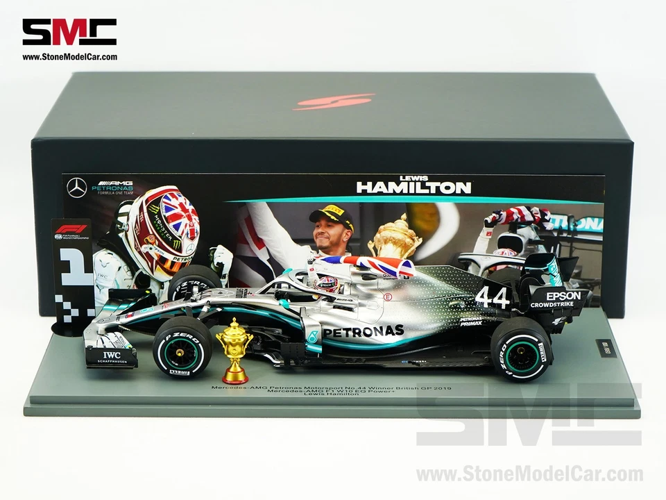 Mercedes F1 W10 #44 Lewis Hamilton British GP 2019 6x World Champion 1:18 Spark - Image 1 of 4