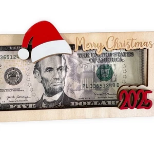 Money Holder for Christmas Cash Can Be Personalized Handmade Wooden Gift - Picture 1 of 5