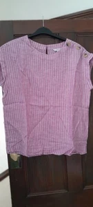 Pink & White Stripe Linen Blouse from Next Size 14 BNWOT - Picture 1 of 2