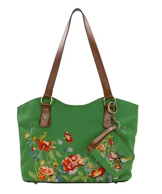 Patricia Nash Rhea Tote with Mini Cassini Wristlet Hangoff Mint Green NWT - Image 1 of 4