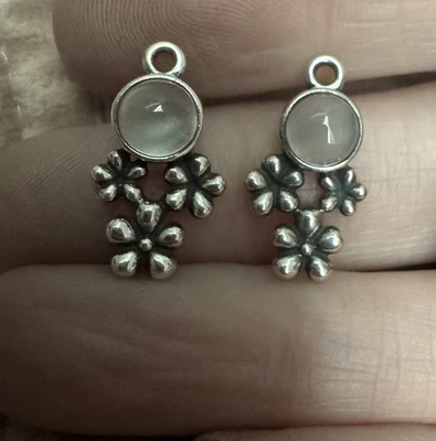 Genuino Pandora Plata Piedra Lunar Flor Ramo Componer Pendientes 290631 Foto 1 de 4