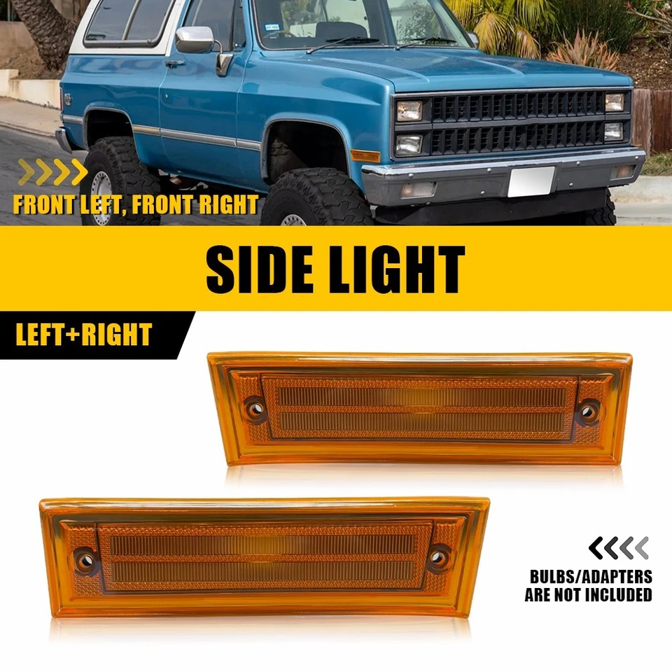 2Pc Lens Amber Side Signal Light Marker Housing for Chevrolet GMC R2500 K5 R3500 - Image 1 of 4