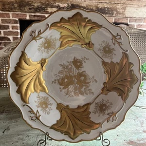 Weimar Porzellan Scalloped Jutte Gold Gilt Plate Platter 12.75" EUC - Picture 1 of 9