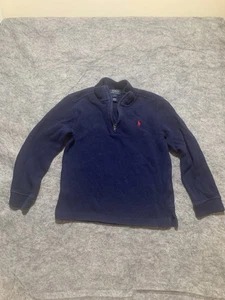 Polo Ralph Lauren Blue 1/4 Zip 100% Cotton Pullover Sweater Size 7 Flawed 0806 - Picture 1 of 12
