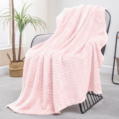 Light Pink Fleece Throw Blanket for Couch and Bed 50x70 Inches Soft Cozy Jacq... - Image 1 of 4